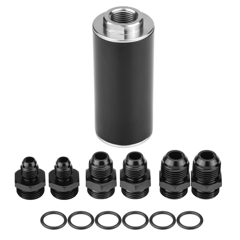 Universal 100 Micron AN6 Aluminum High Flow Fuel Inline Petrol Filter for Car Truck Black