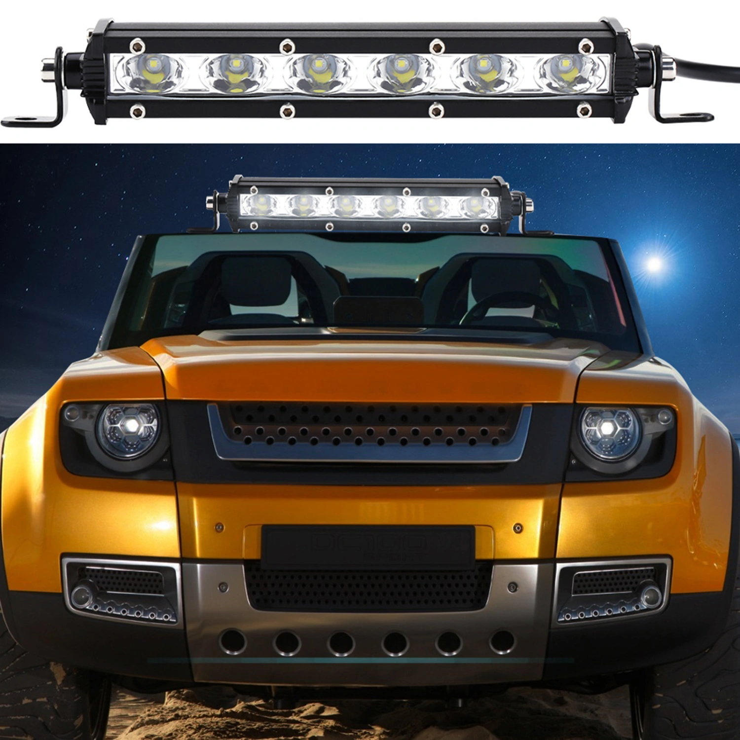7inch 6 LED 30W 6000LM Car Work Light Strip Bar Roof Driving Spot Flood Lamp 9-36V