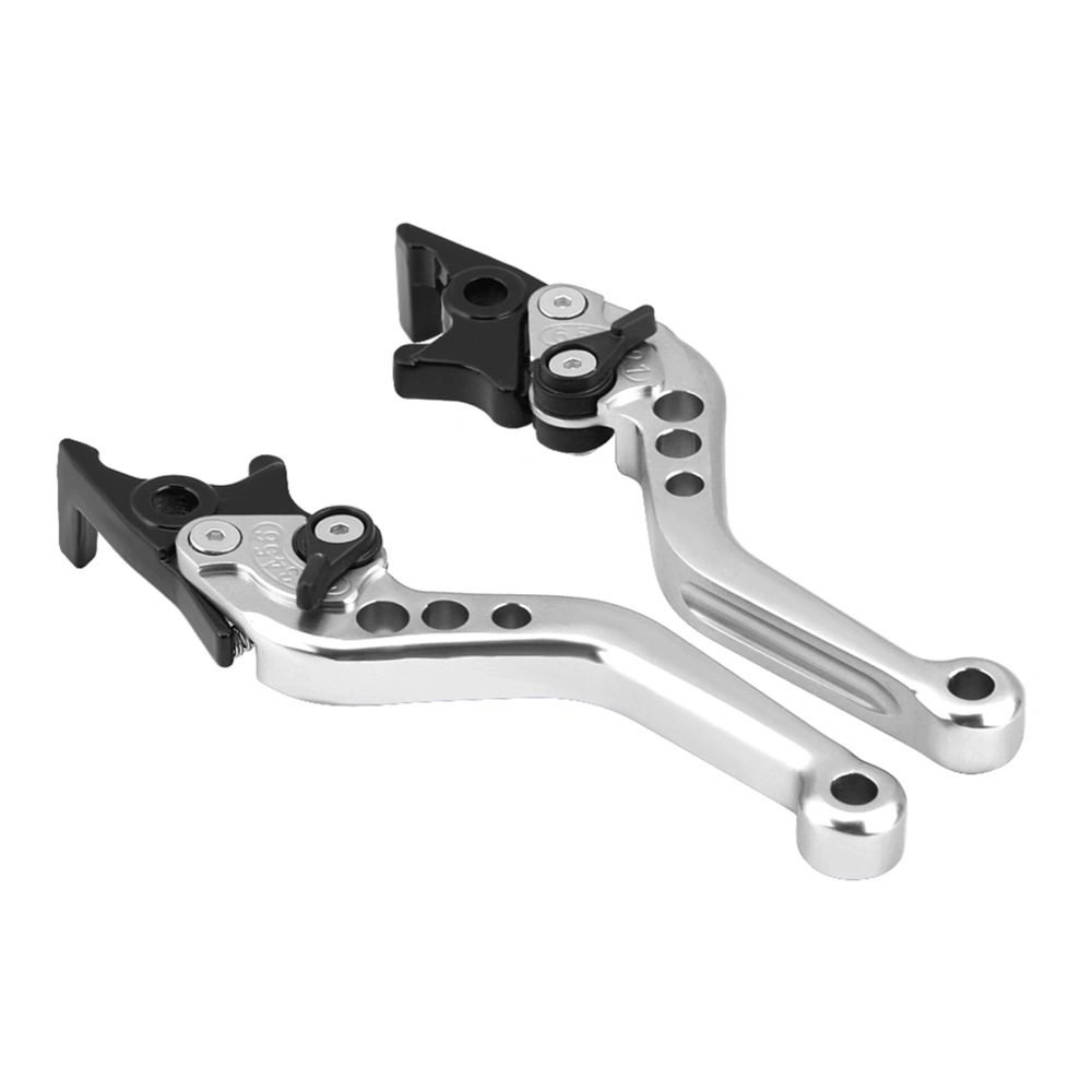 1 Pair CNC Aluminum Motorcycle Scooter Modification Double Disc Brake Lever Silver