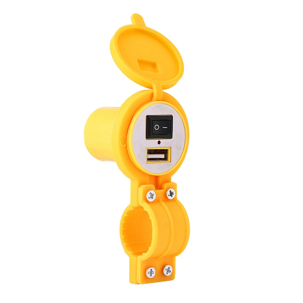 Universal Motorcycle USB Charger Socket Power Supply Port for Mobile Phone Waterproof Yellow