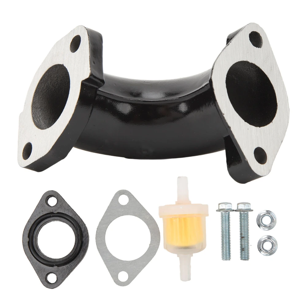 26mm Manifold Intake Pipe Steel Alloy Engine Manifold Inlet Pipe Gasket Kit with Fuel Filter for 110cc 125cc 140cc 150cc ATV Pit Dirt Bikes