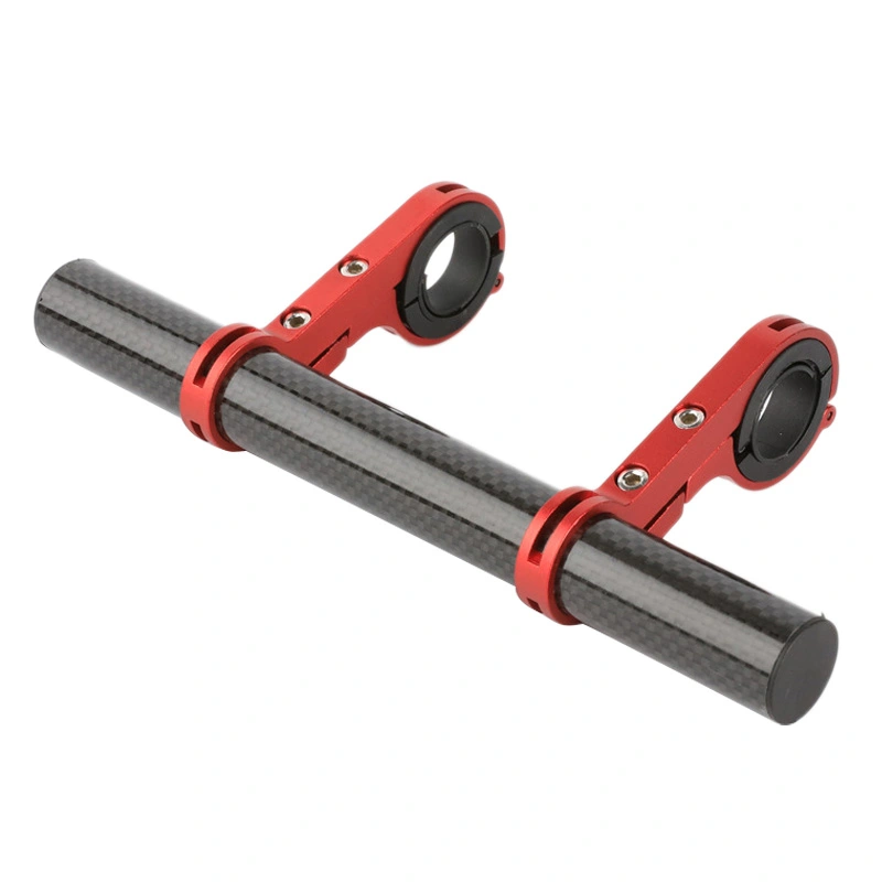 Bike Handlebar Extender Lightweight Carbon Fiber Aluminum Alloy for Phone Mount Light Lamp Red Double Clamp