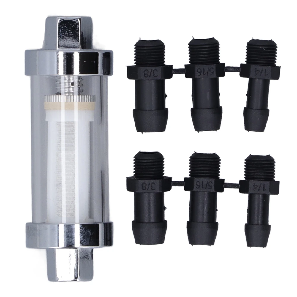 Fuel Filter Universal 3/8in 1/4in 5/16in Fitting with 6pcs Connector Replacement for 9706