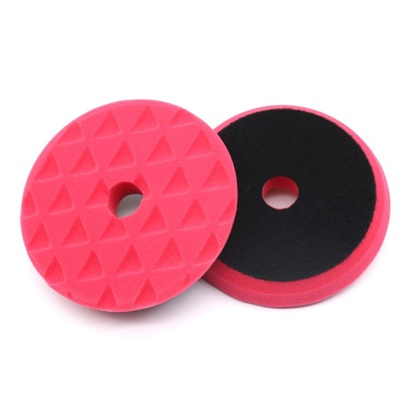 Car Polishing Pad Polisher Machine Waxing Buffing Cleaning Drill Adapter Triangle Sponge Disk 5in Red