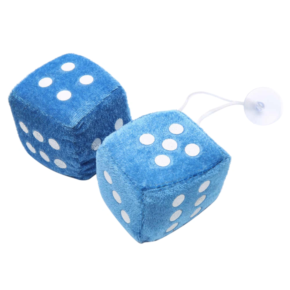 1 Pair Plush Dice with Dots for Rearview Mirror Vintage Plush Hanger with Suction Cup Car Accessories