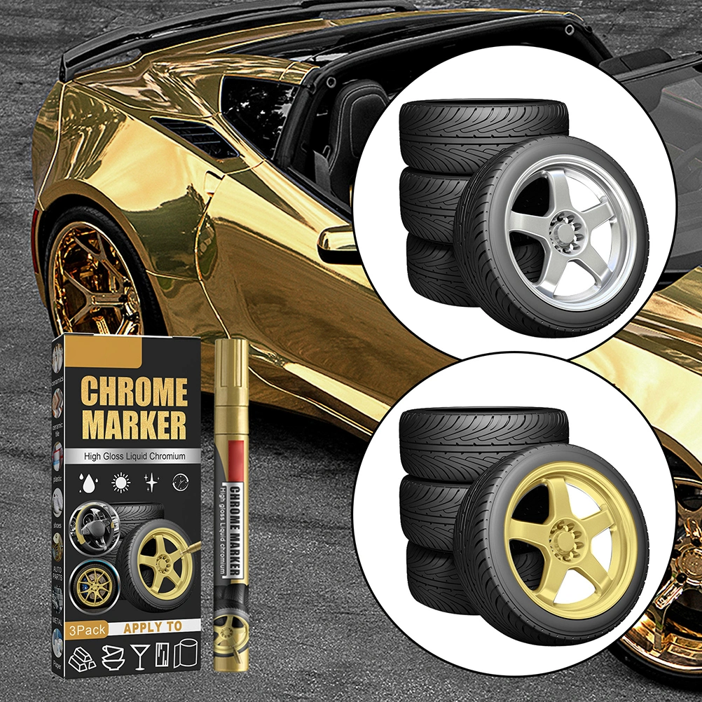 3Pcs Car Repair Paint Scratch Remover Paint Pen High Gloss Liquid Chromium Marker Chrome Marker Pen