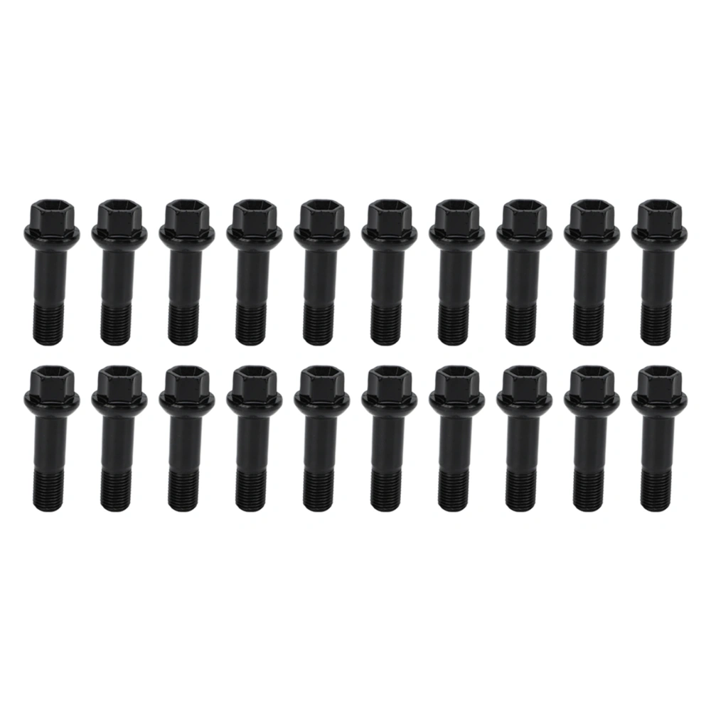 20pcs Black Wheel Lug Bolts Nuts Kit 0009907607 Metal Car Accessories Replacement for MERCEDES‑BENZ