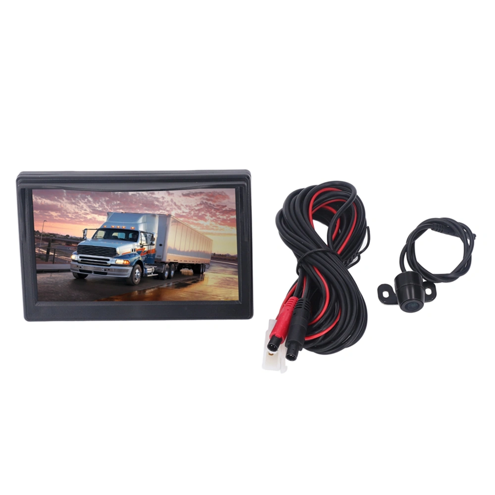 5in Backup Camera Monitor High Definition 170° Wide Angle Rear View System for RV Trailer Round Hole Camera