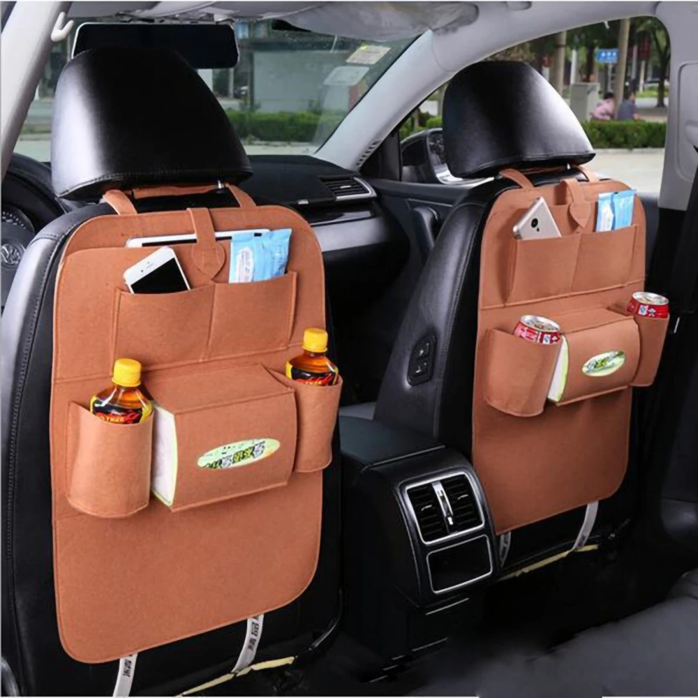 Car Backseat Bag Dirt Resistant Kick Proof Easy Cleaning Convenient Practical Car Backseat Organizer Car Storage Bag Brown