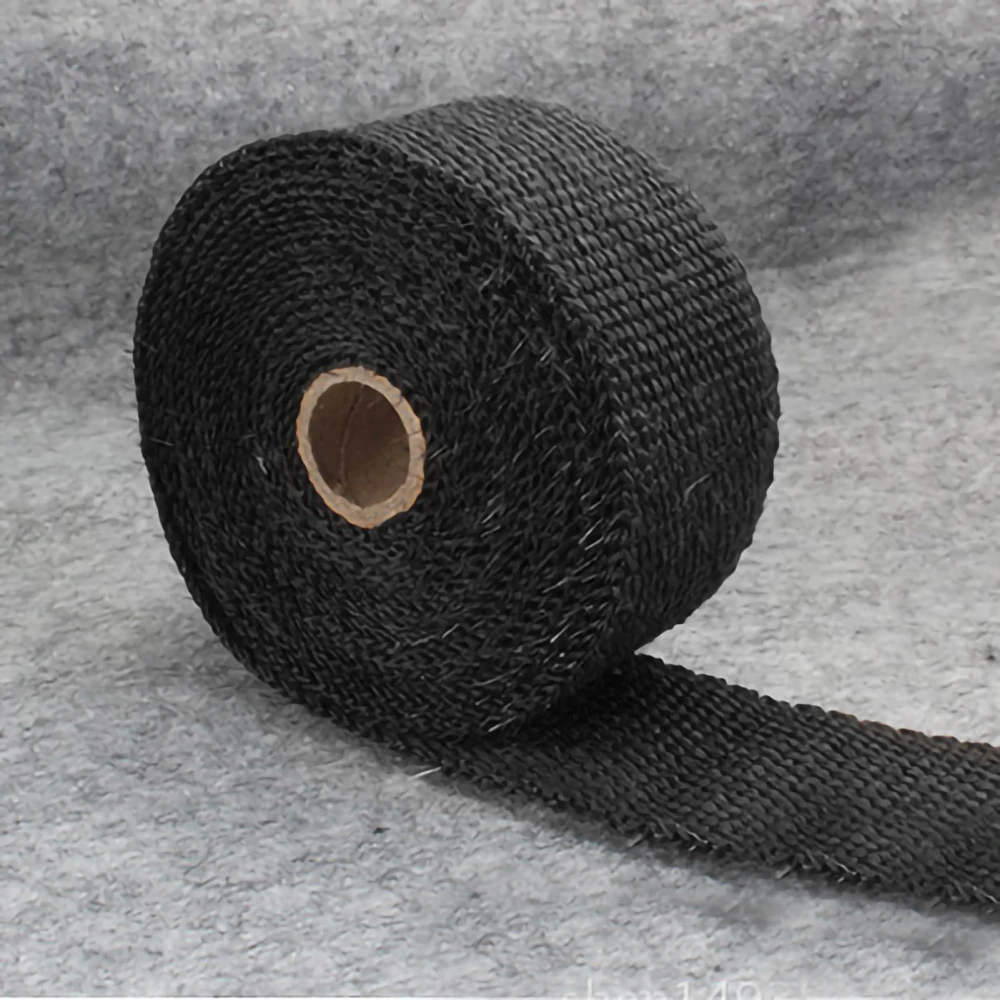 Exhaust Heat Wrap Roll High Temperature Resistance Exhaust Pipe Sound Insulation Tape for Motorcycle5mmx50mmx10m/0.2inx2inx11yd Black