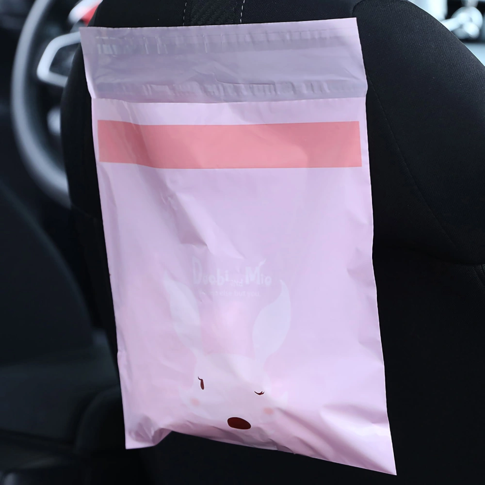 BuyWeek 15pcs Portable Car Trash Bag Disposable Leakproof Garbage Bags Waterproof Self Adhesive Cleaning Bags for Vehicle KitchenLight Pink Fox