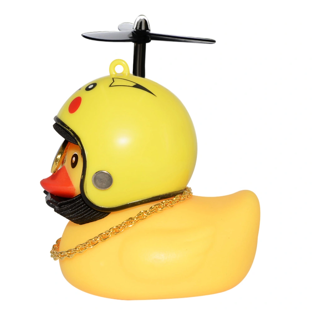 BuyWeek Silicone Yellow Duck Toy with Propeller Helmet Car Interior Ornament Dashboard Decoration AccessoriesType 3 Fixed Belt with Light