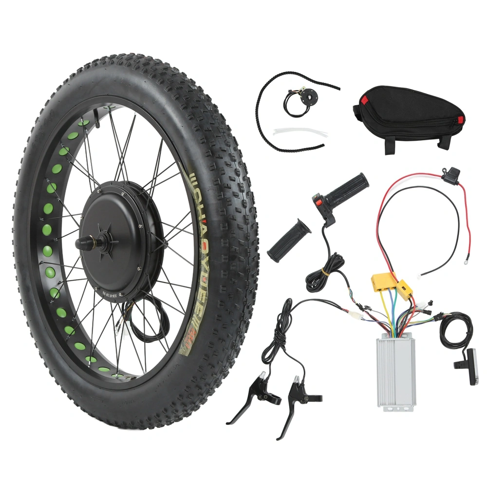 BuyWeek 26in Front Wheel Electric Bike Hub Motor Conversion Kit with LCD Meter for Mountain Bicycle1500W 34mph 48 N.M