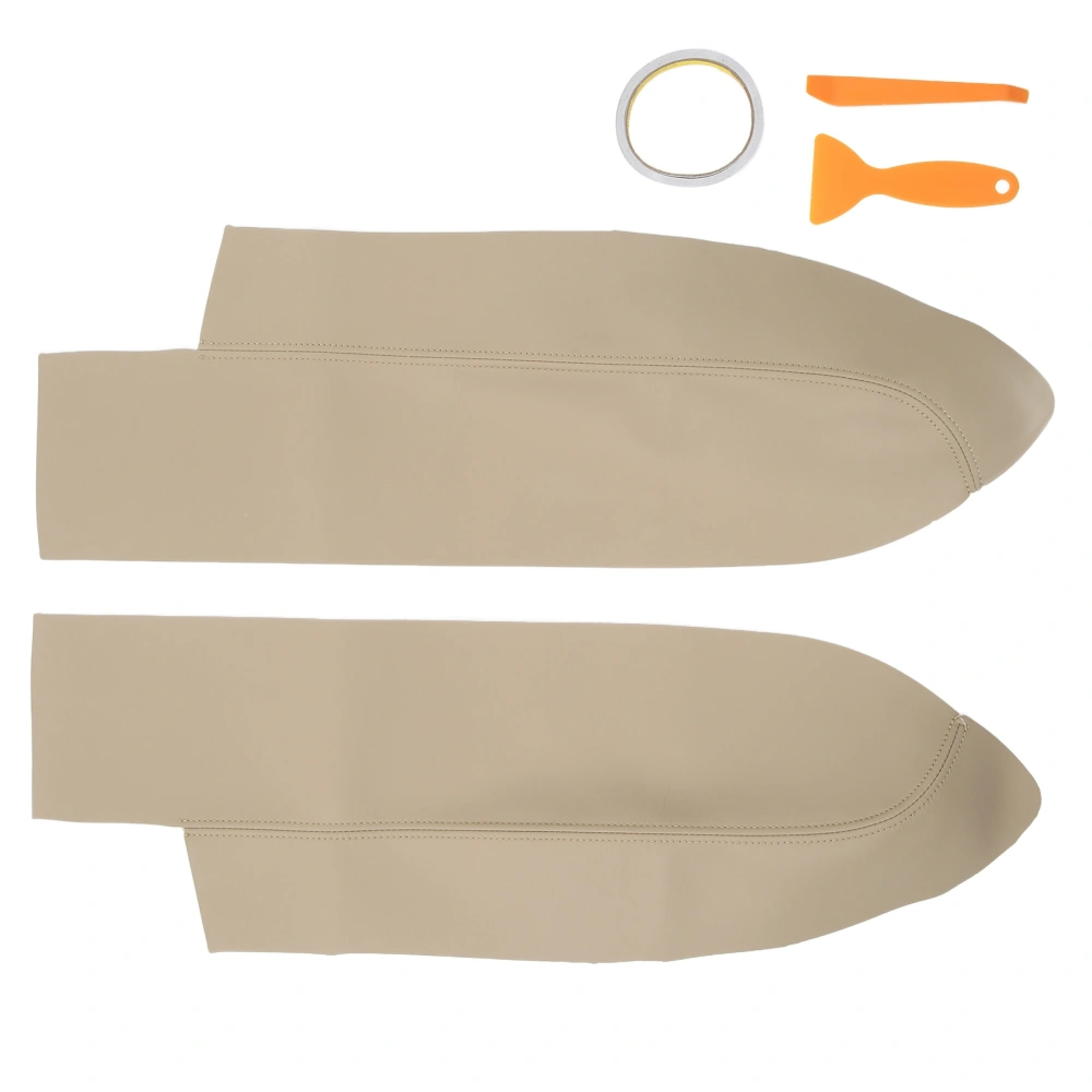 1 Pair Front Door Panel Armrest Cover Microfiber Leather Car Interior Accessories Replacement for CRV 2007‑2011Beige