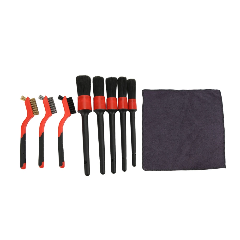 Car Interior Detailing Brush Set Wire Washing Brushes Different Sizes Fiber Cleaning Tools