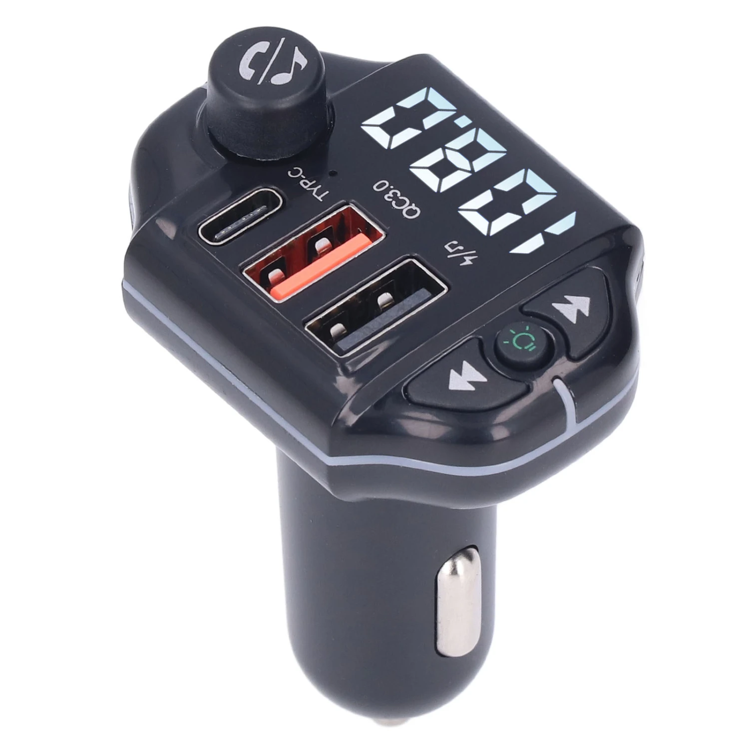 BuyWeek Bluetooth Car Adapter Fast Charger Wireless FM Transmitter Hands Free Call with LED Backlit