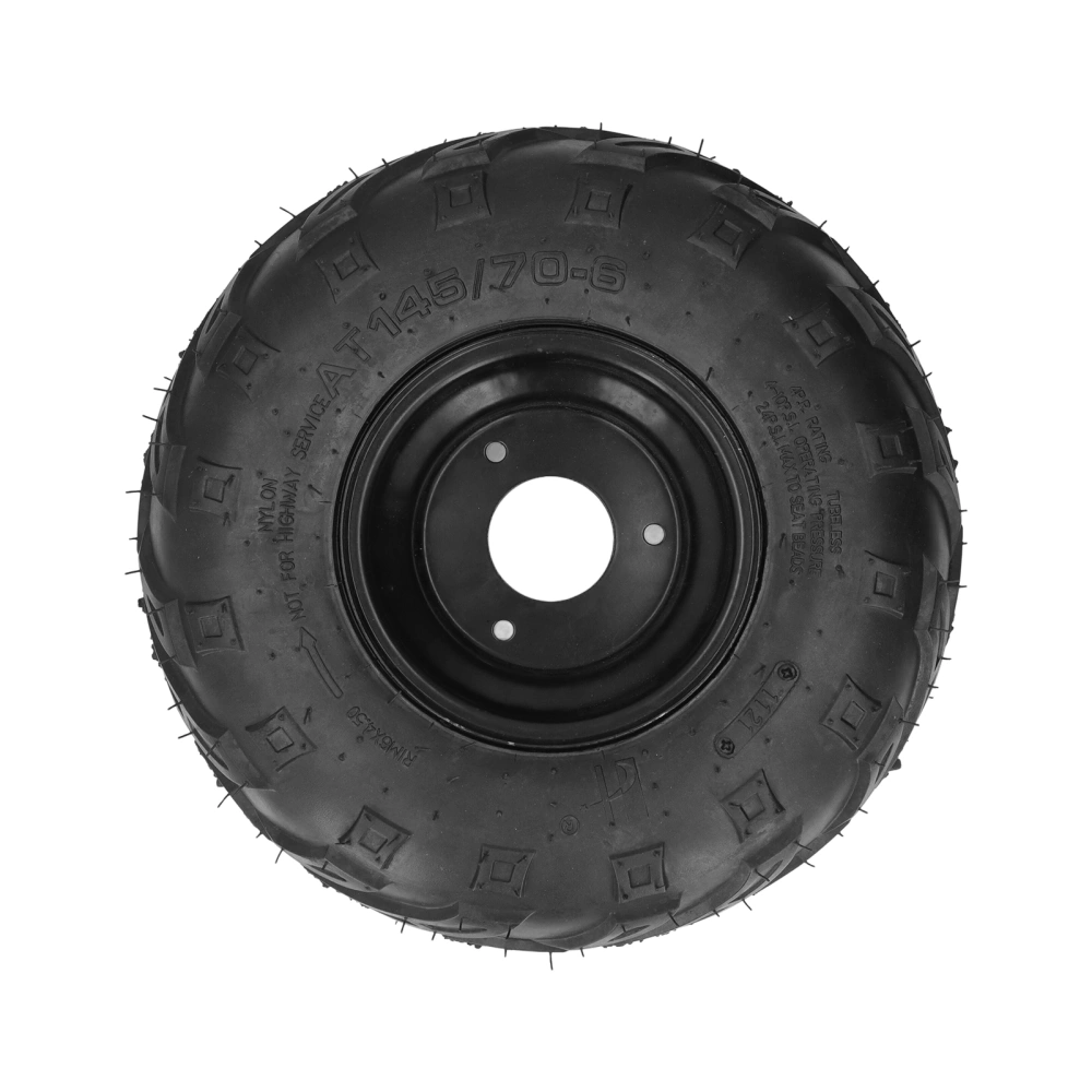 BuyWeek 145/70‑6 ATV Tubeless Tire Tyre with 6in Rim Rubber Universal for Go Kart UTV Quad Bike 4 Wheelers