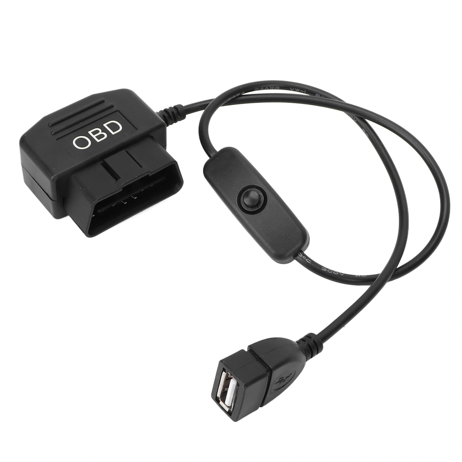 16 Pin OBD2 Male Plug USB Power Charging Cable OBD Adapter Cable 18.9in Universal Connector Charger