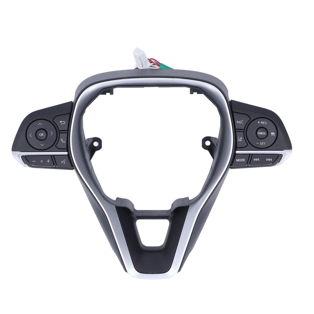 Steering Wheel Trim with Multifunctional Buttons Silver Black Replacement for RAV4 2019‑2020