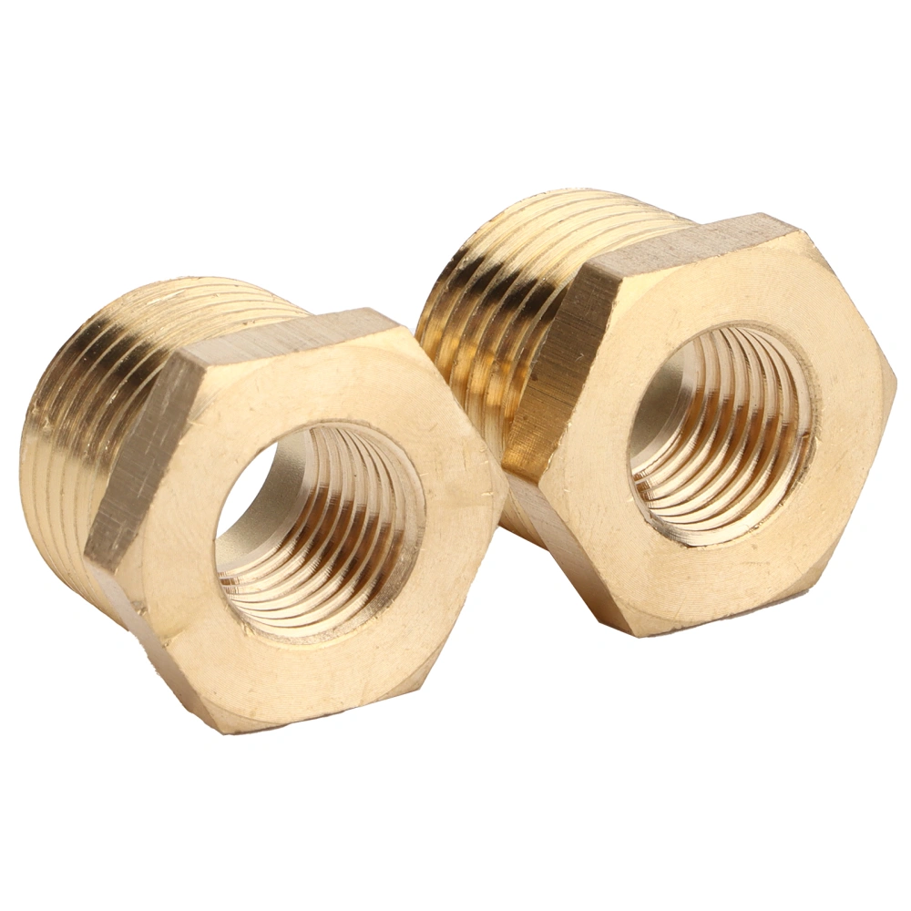 2pcs Brass Hex Reducer Bushing 1/2 NPT Male to 1/4 NPT Female Tube Hose Adapter Car Accessories