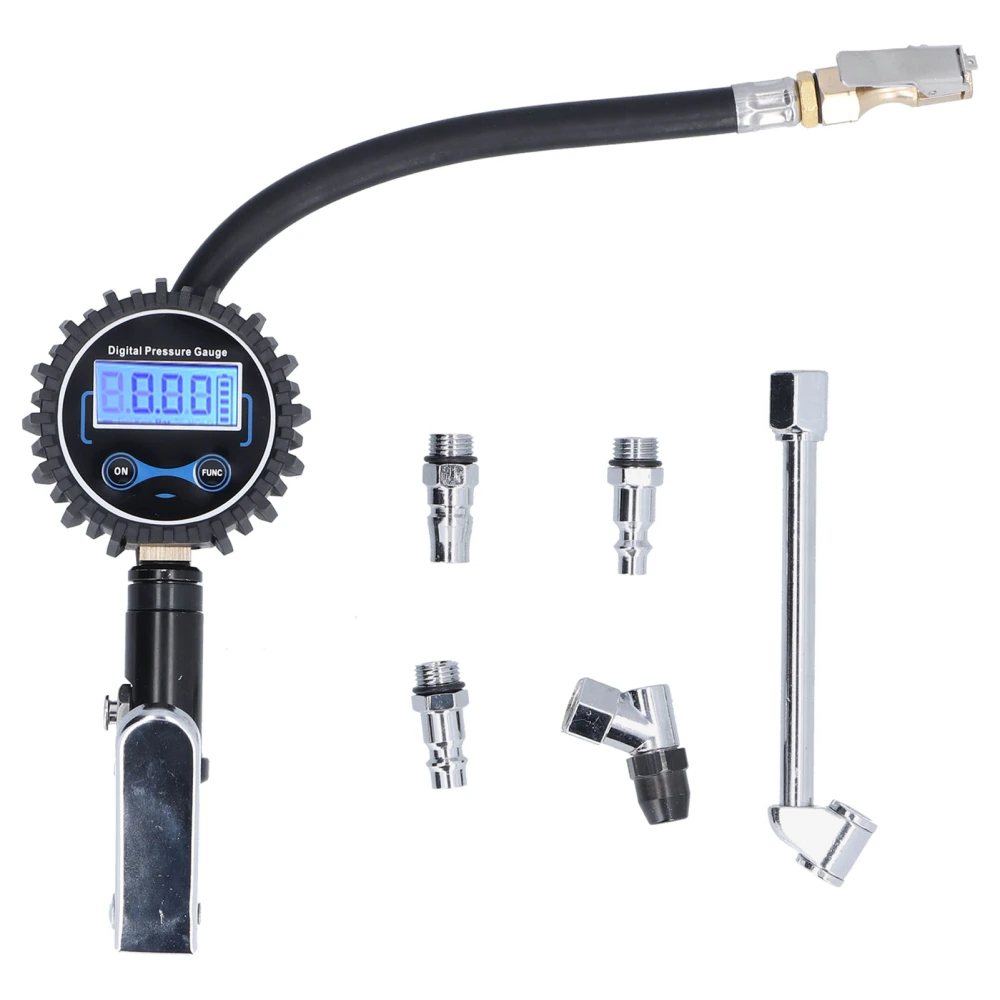 300PSI Tire Inflator Meter LCD Digital Display Inflation Pressure Gauge 4 Units for Car Van Motorcycle Dirt Bike