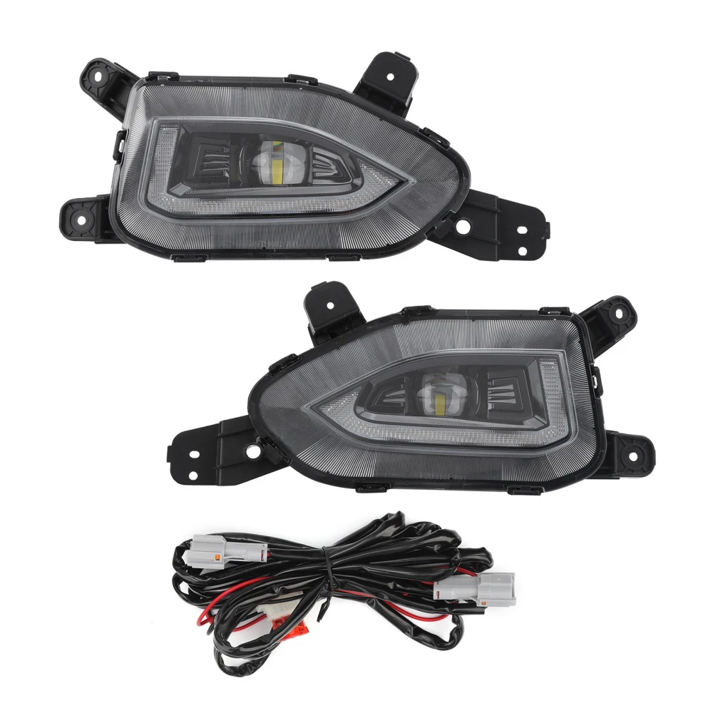 Pair Car Fog Lamp LED Daytime Running Light Yellow Turn Signal for Hyundai Kona 2017‑2020