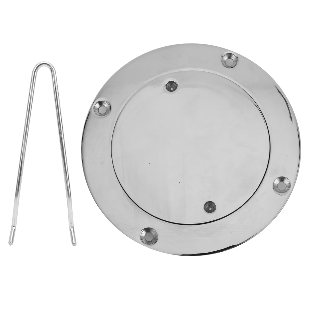 4in 316 Stainless Steel Deck Cover Plate with Hole Key for Yacht Marine Hardware Accessory