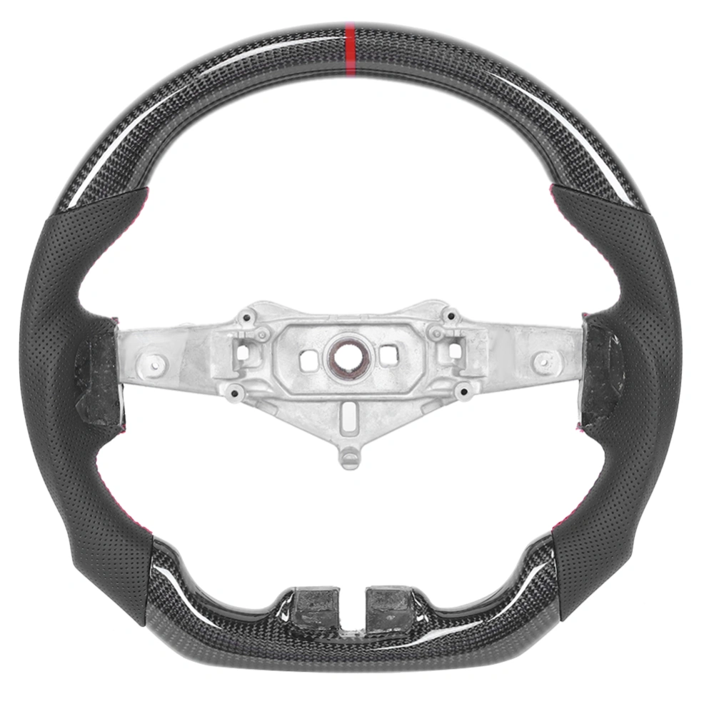 BuyWeek Carbon Fiber Steering Wheel Nappa Preforated Leather Red Stitching Fit for Jeep Wrangler JK/JKU 2011-2017