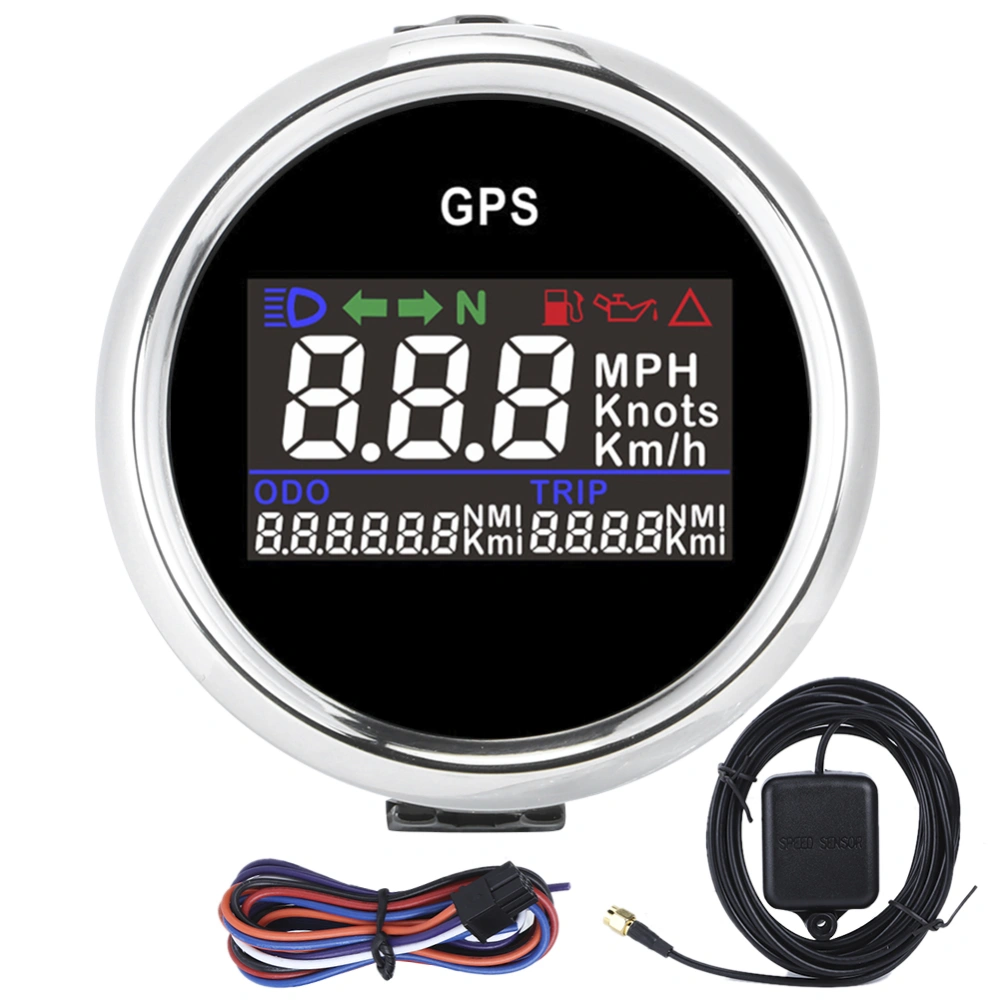 52mm/2in GPS Speedometer LCD Speed Gauge Odometer Mileage Trip Counter for Motorcycle Boat 12V 24V