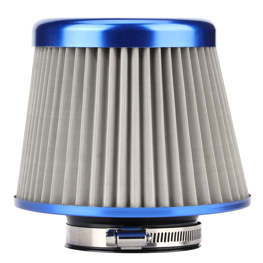 78mm/3.1in Car Air Intake Filter Cleaner High Flow Stainless Steel Universal PartsBlue