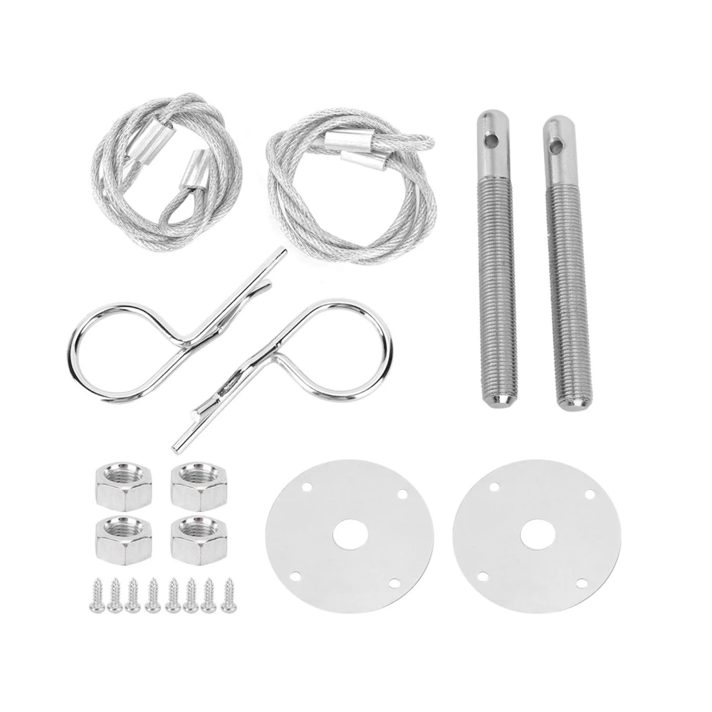 Engine Hood Pin Plate Bonnet Lock Clip Kit Car Modified Accessory