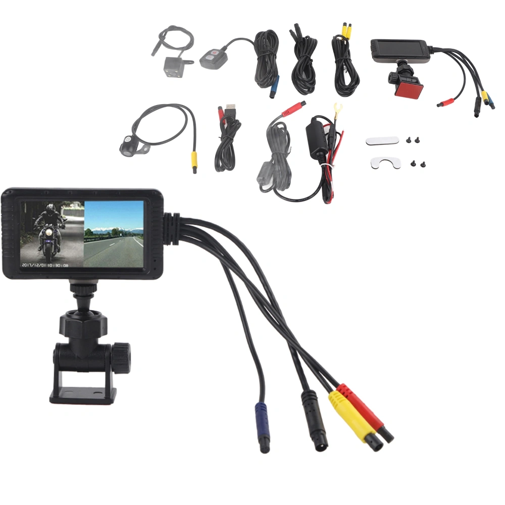 1080P HD 3inch Universal Motorcycle Double Lens Driving Recorder Traffic Monitor