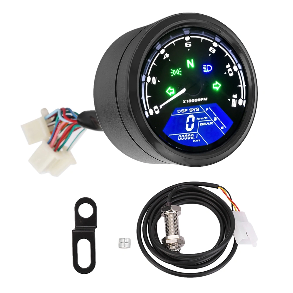 Motorcycle MultiFunction Display Waterproof Anti Vibration Digital LCD Speedometer Odometer