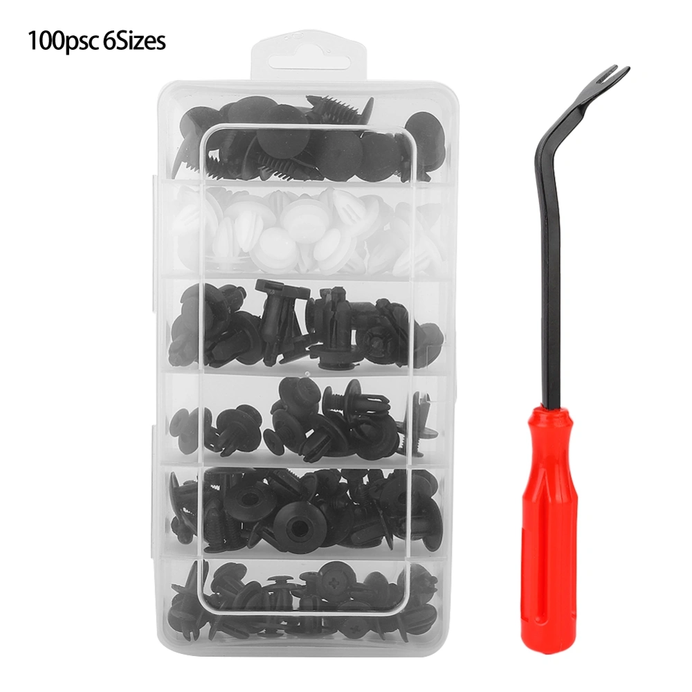 BuyWeek 100 Pcs 6 Different Sizes Car Body Plastic Pin Push Rivet Fasteners Trim Panel Kit