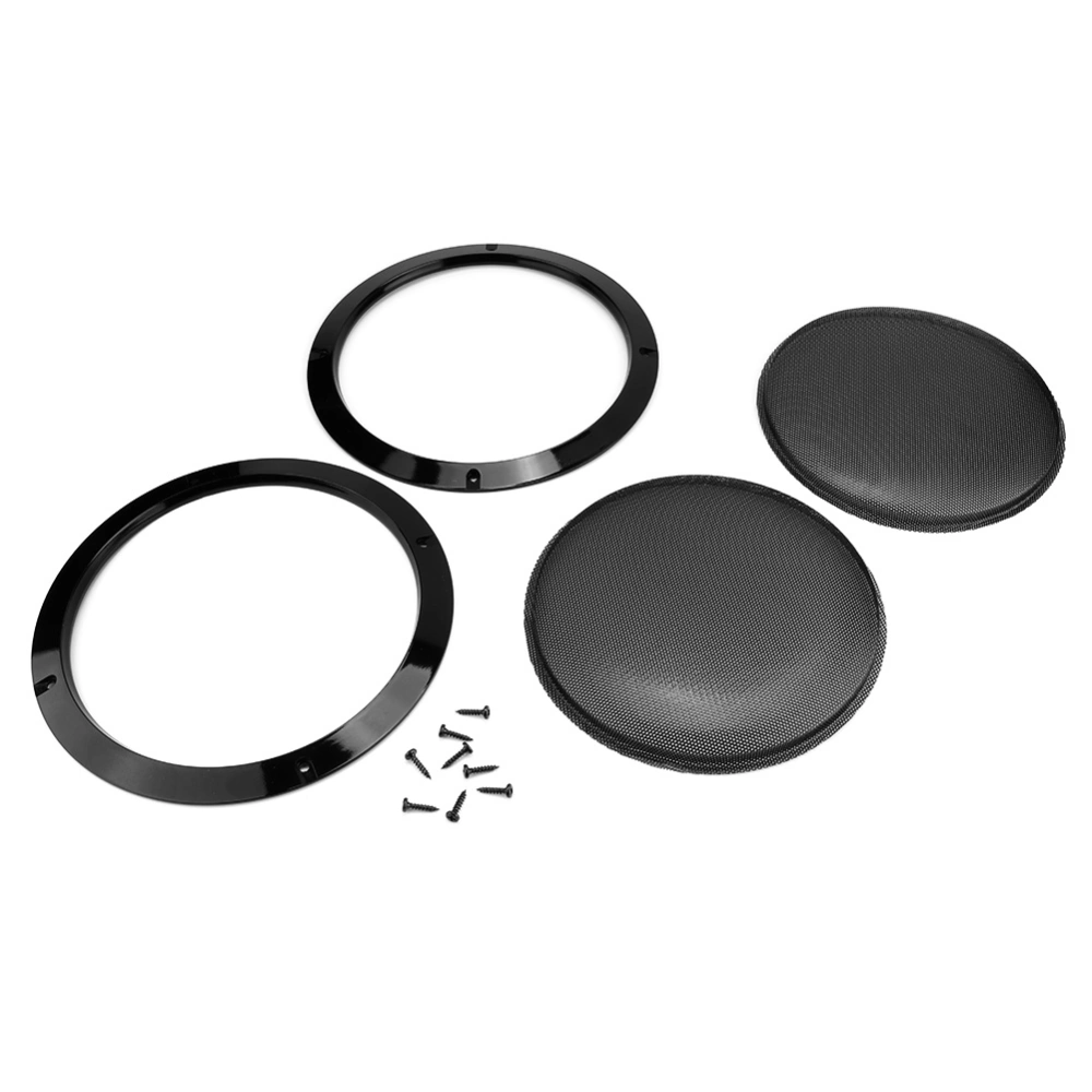 BuyWeek A Pair Of 8inch Black Speaker Horn Cover Car ABS Plastic Metal Loudspeaker Cover