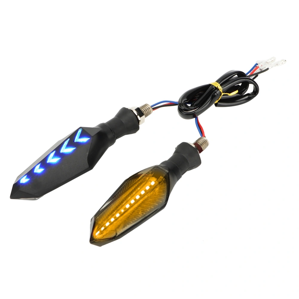 2Pcs Double sided Motorcycle LED Flowing Water Turn Signal Light Indicator Lamp (Yellow)