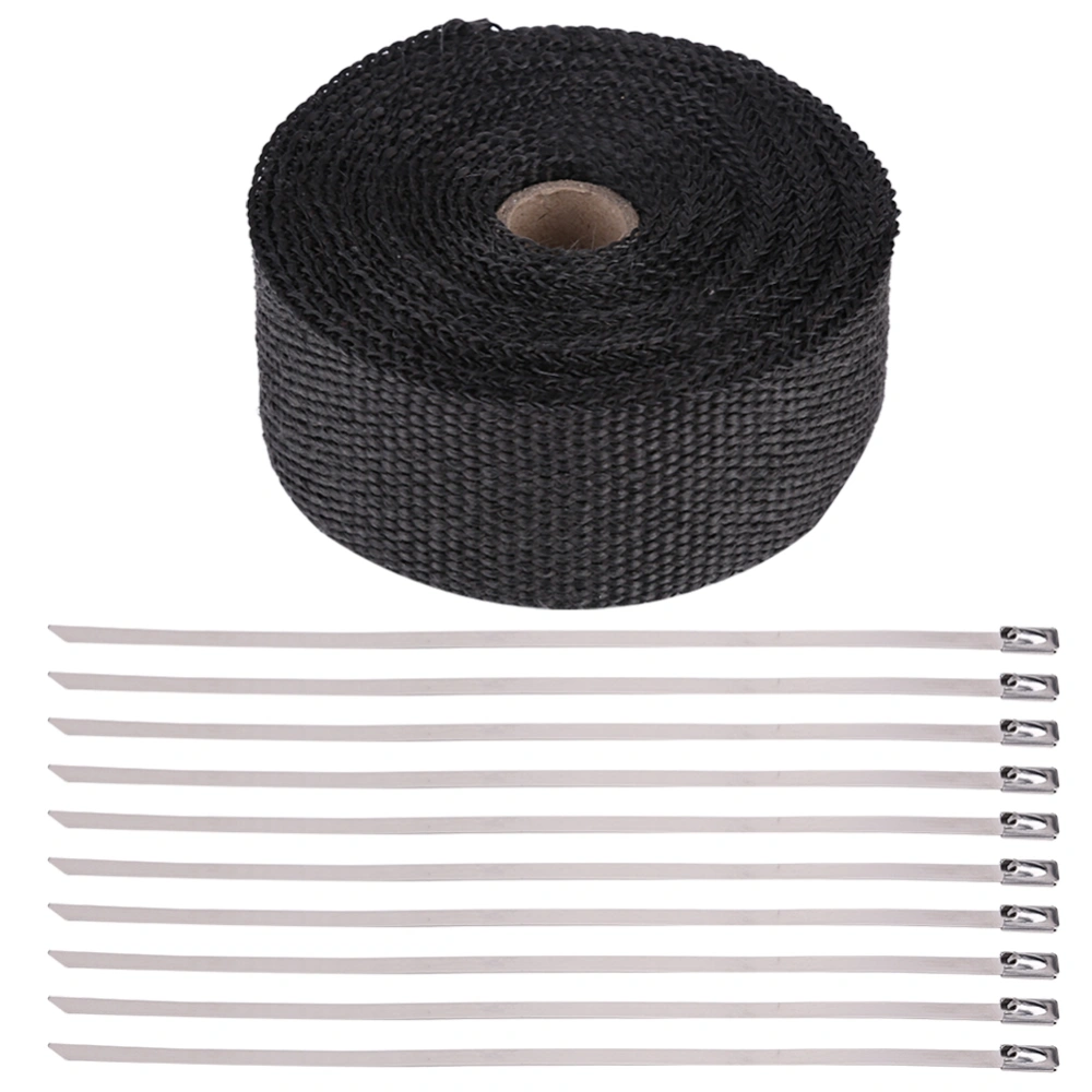 16FT Black High Heat Insulation Exhaust Pipe Wrap Tape Cloth for Car Motorcycle