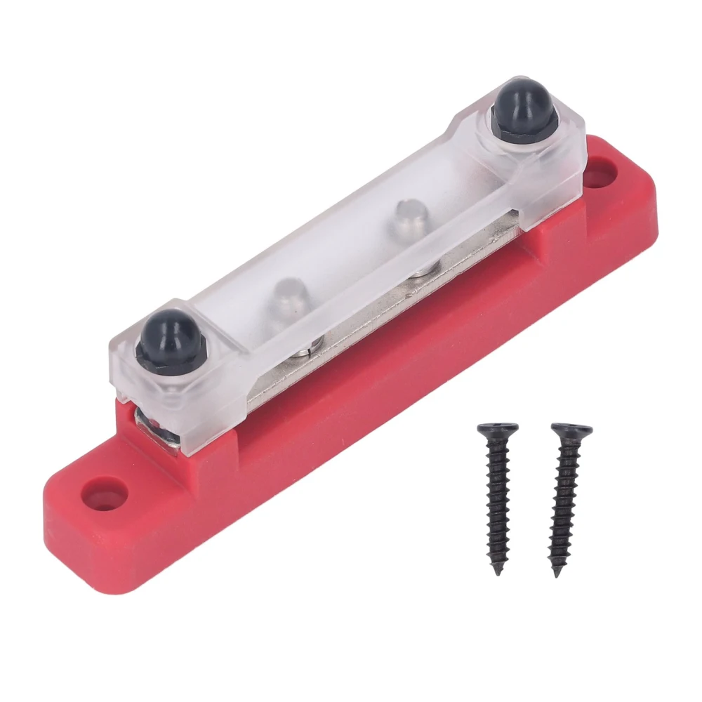 12‑48V 150A 4 Terminal Bus Bar Ground Power Distribution Battery Junction Block for Car Trucks RVs Marine Boats Red