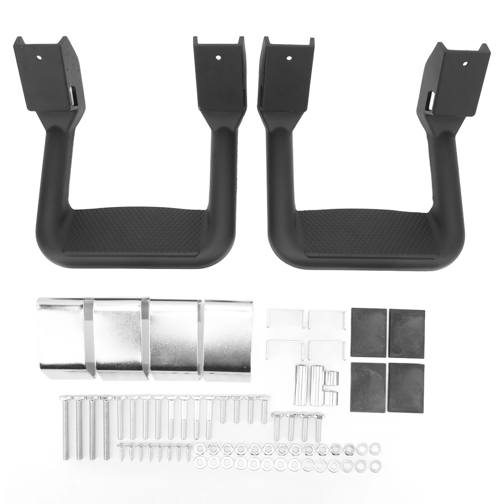 Truck Side Step Set Black Powder Coated Cast Aluminum Rugged Anti Slip Step Pad Universal Fit Replacement for Chevy