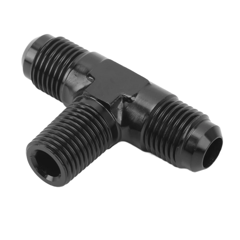 Tee Adapter 3 Way T Shaped Connector Fitting Aluminium Alloy Black Anodized Finish 6AN to 1/4 NPT