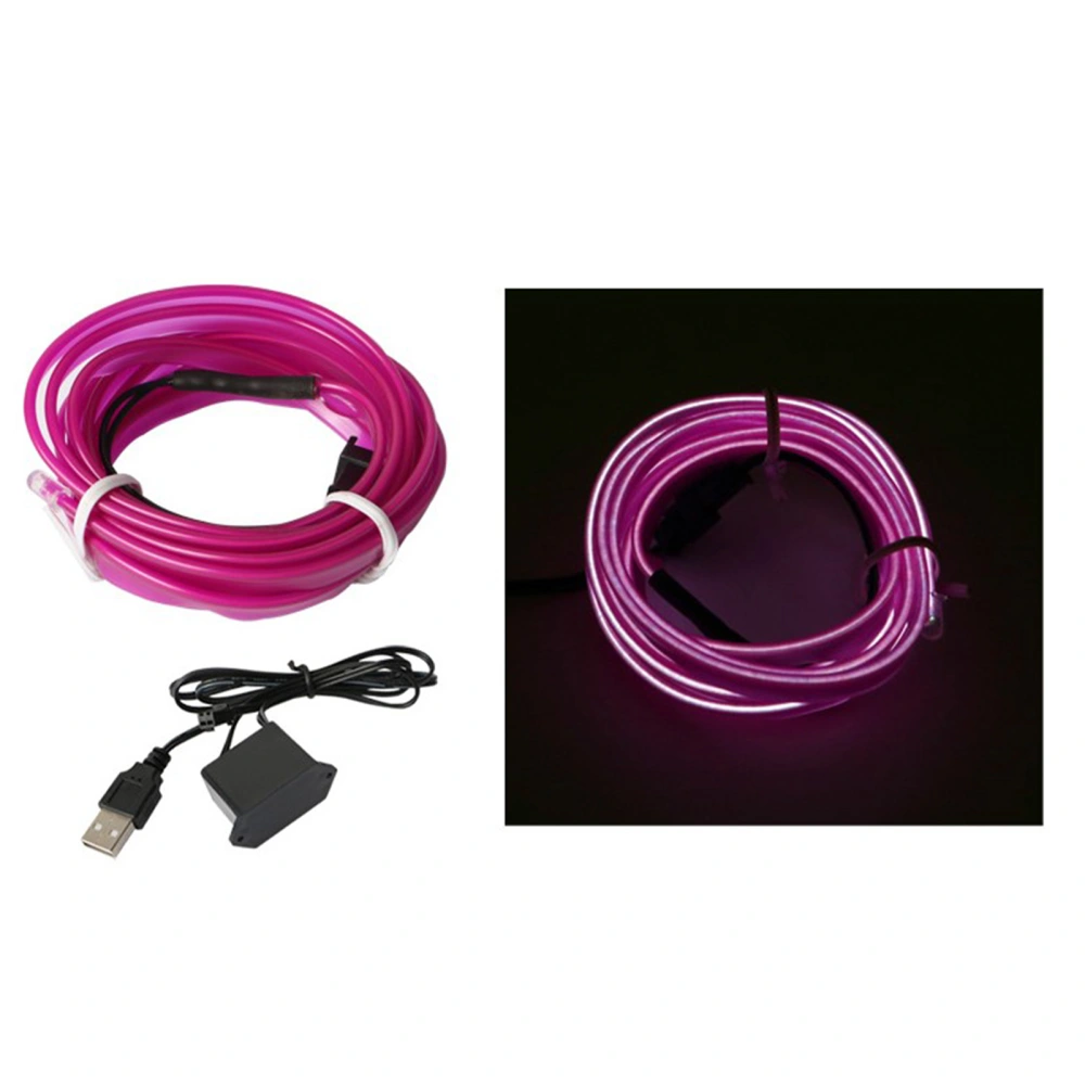 Car Neon Wire Light USB Powered Ambience Decoration Car Interior LED Strip Light 5V 9.8ft Purple