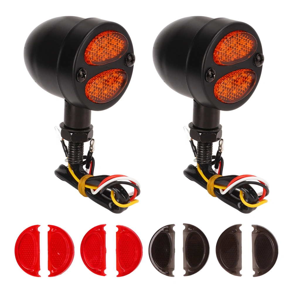 1 Pair Motorcycle LED Turn Signal Light Dual Color Indicator Blinker 12V Universal for Motorbike Black