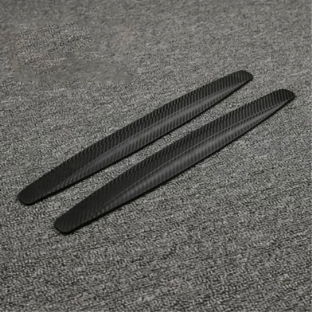 2pcs Car Bumper Strips Anti Collision Waterproof PVC Stylish Color Corner Protection Trim Carbon Fiber Black