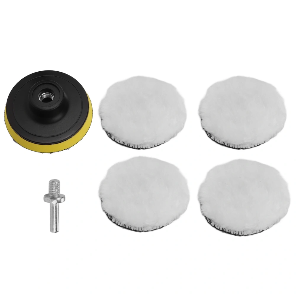 6pcs 3in Imitation Wool Polishing Pad Kit with 5/8in‑11 Drill Adapter Buffing Pads for Car Buffer Polisher