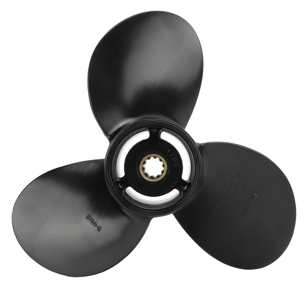 Outbord Propeller 9 1/4x8in 3 Blades 10 Splines R Rotation Aluminum Alloy Replacement for Suzuki 8‑20HP