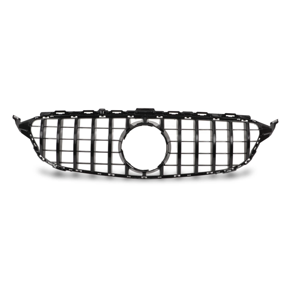 BuyWeek For Panamericana GT Style Grille Replacement for Mercedes Benz C Class W205 C205 S205 PreFacelift 20152018(Gloss Black )