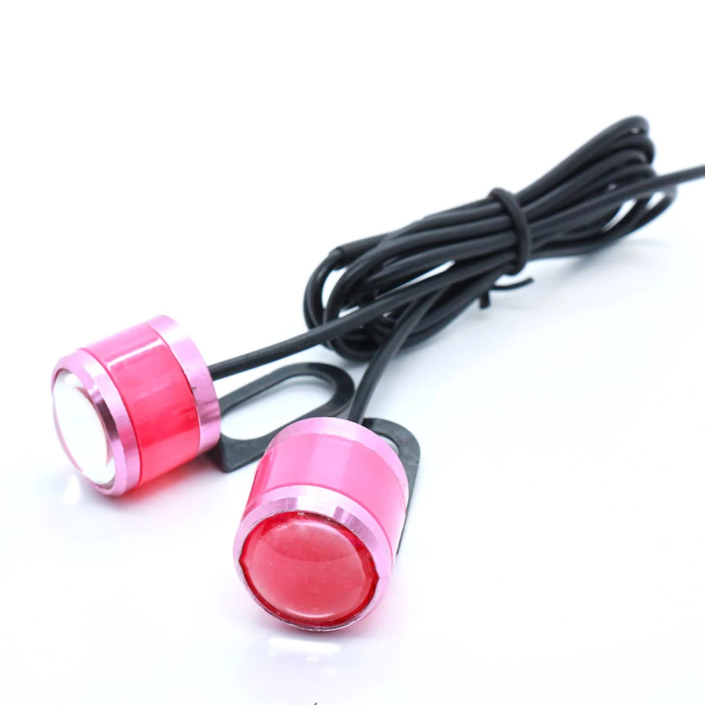 Motorcycle LED Strobe Light Aluminum Alloy 12V 2W Flash Warning Brake Lamp for ModificationPink