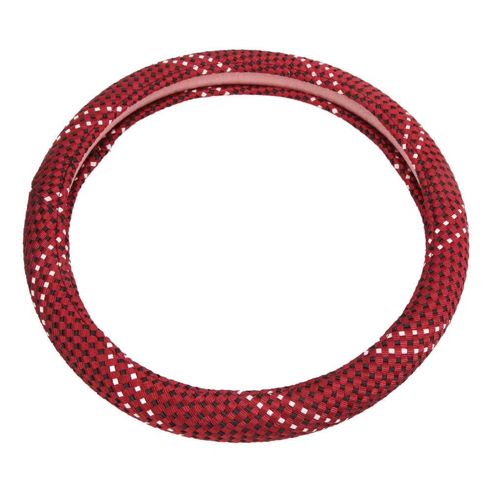 15in Car Steering Wheel Protective Cover Knitting Texture Round Anti Slip Universal DecorationRed