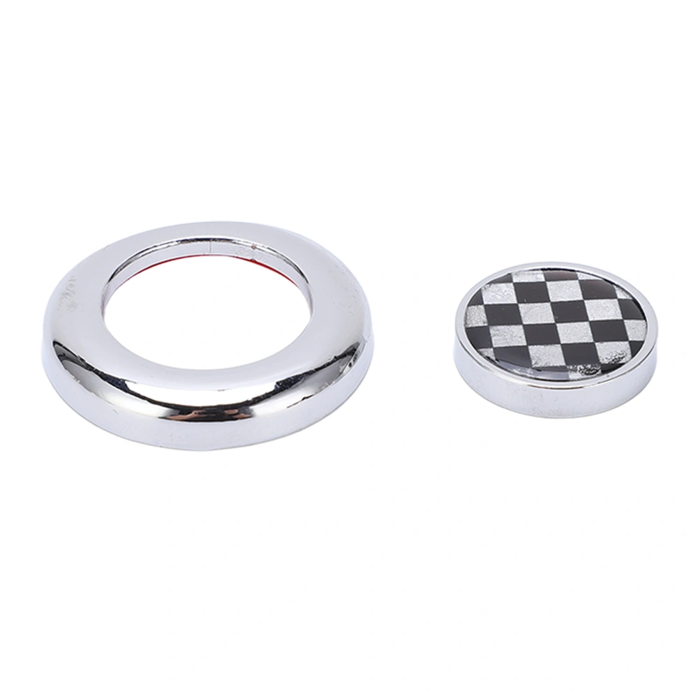 BuyWeek 2PCS/Set Car Engine Ignition Cap Ring Black White Tartan Plaid Replacement for R50 R53 2001‑2006