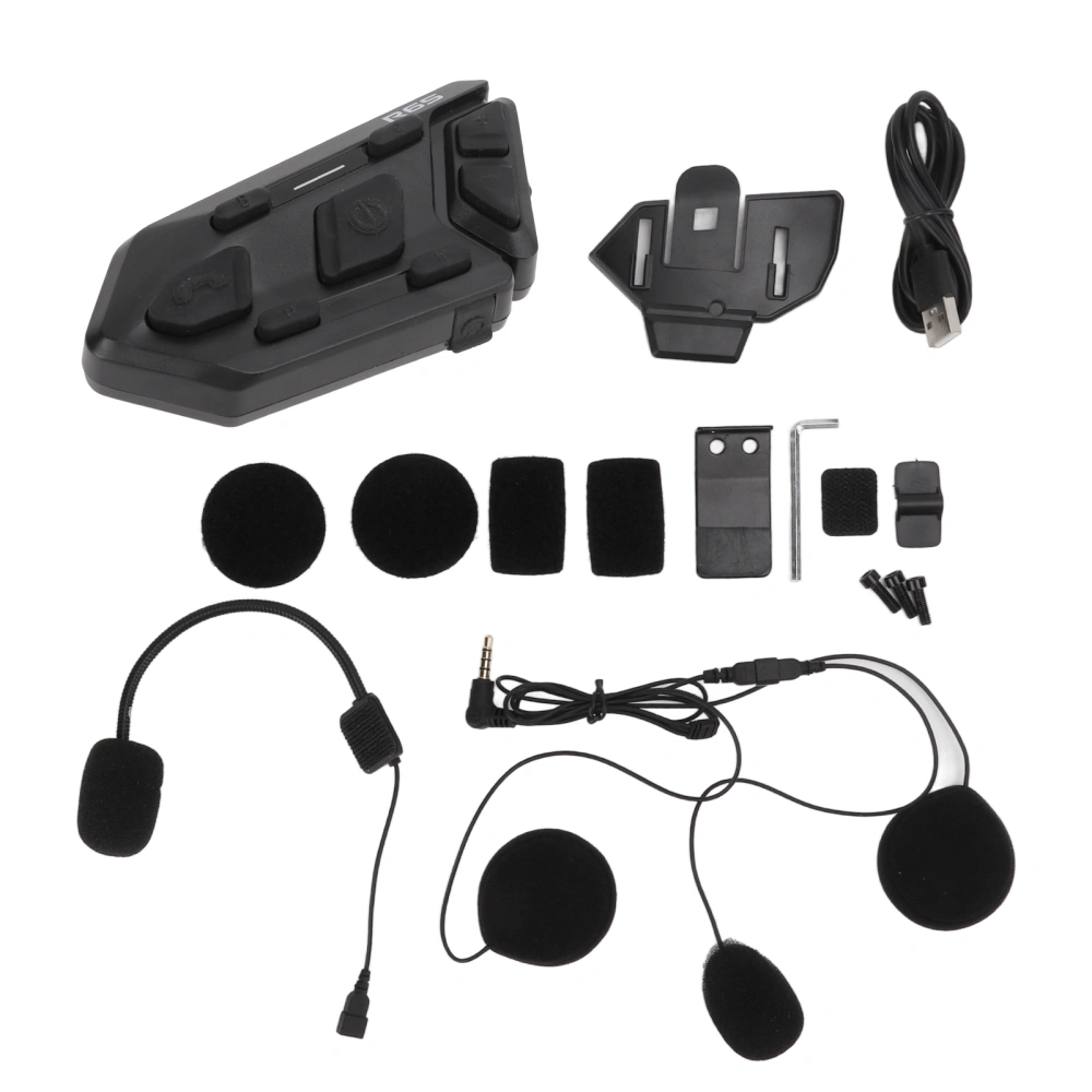 BuyWeek Motorcycle Helmet Bluetooth5.0 Headset Wireless Intercom Microphone Kit IPX67 Waterproof Dual Noise Reduction